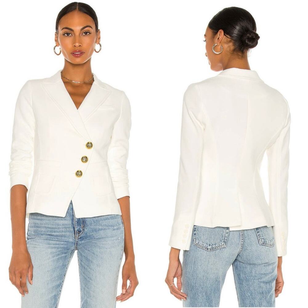 Smythe Wrap Asymmetrical Single Breasted Blazer Cream Ivory White Suit Jacket 12 - Picture 2 of 11